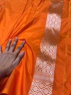 Prebook | Fanta Orange 100% Pure Banarasi Katan Silk Saree