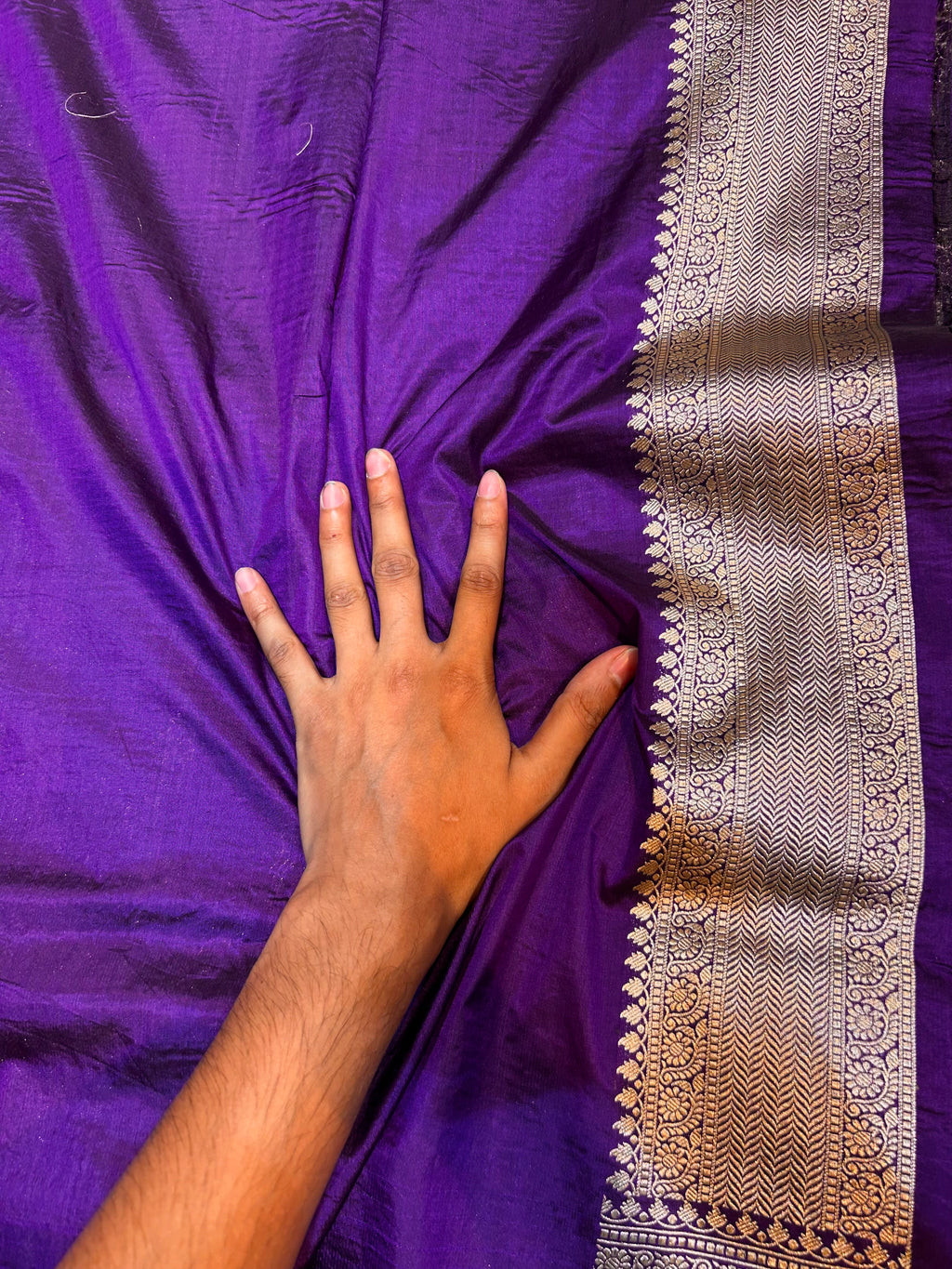 Violet Purple 100% Pure Banarasi Katan Silk Saree