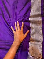 Violet Purple 100% Pure Banarasi Katan Silk Saree