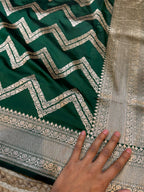 Bottle Green 100% Pure Banarasi Katan Silk Saree