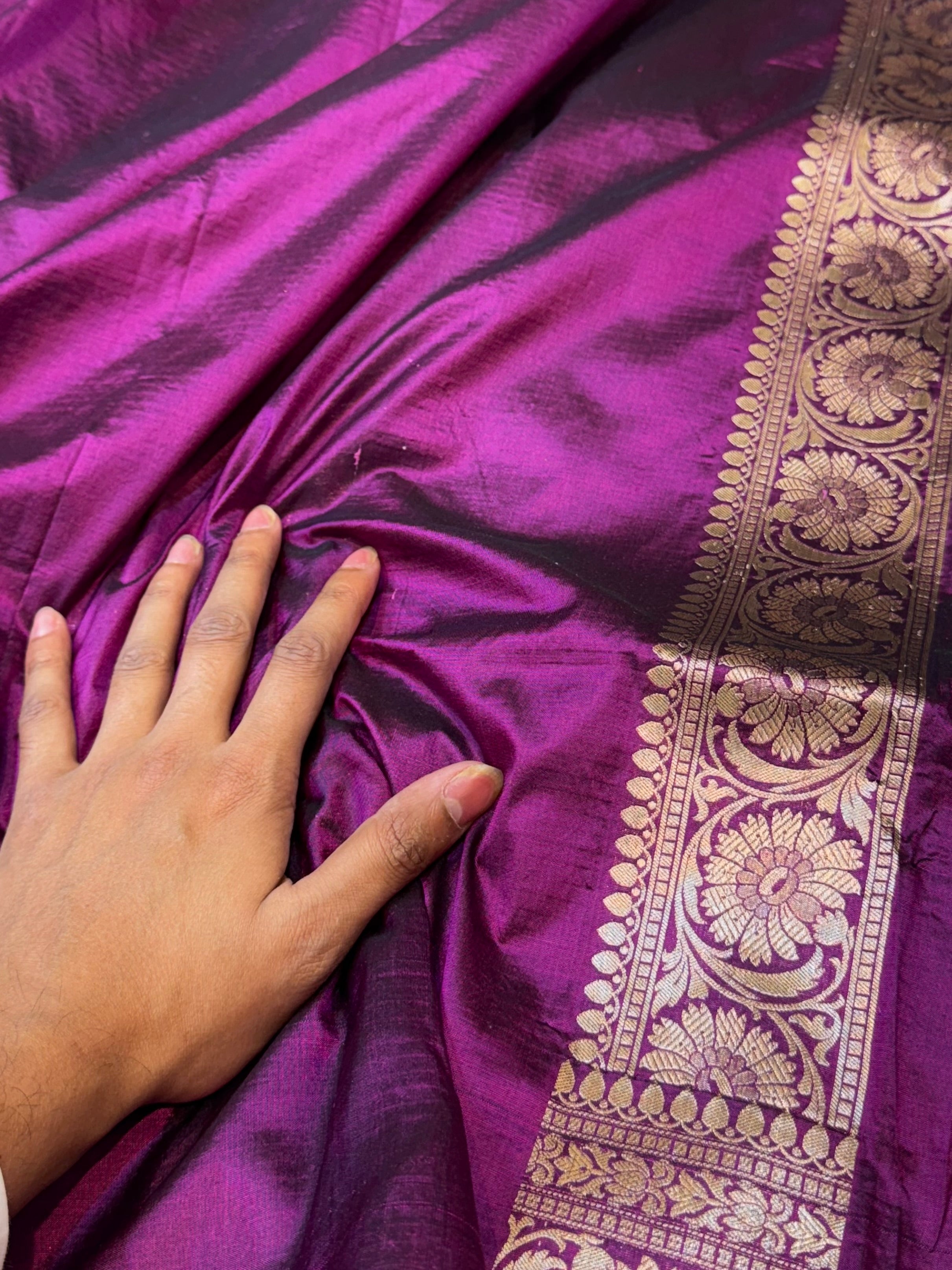 Wine Purple 100% Pure Banarasi Katan Silk Saree