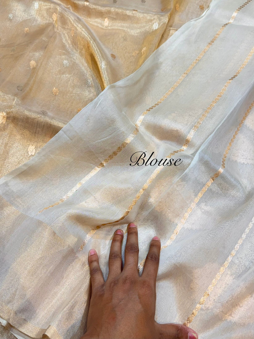Diamond Gold 100% Pure Banarasi Tissue Silk Handloom Handwoven Saree