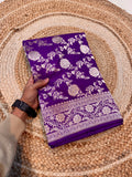 Purple 100% Pure Banarasi Katan Silk Saree