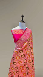 Rani Pink 100% Pure Banaras Katan Silk Rangkaat Saree