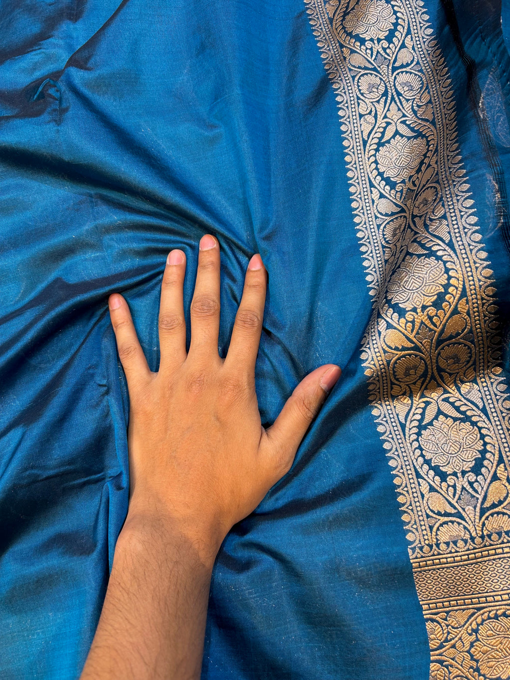 Sapphire Blue 100% Pure Banarasi Katan Silk Saree