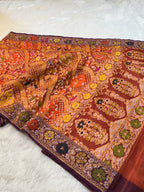 Prebook | Rust Orange 100% Pure Ektara Banarasi Kora Jamdani Saree