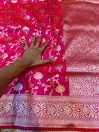Rani Pink 100% Pure Banarasi Katan Silk Saree