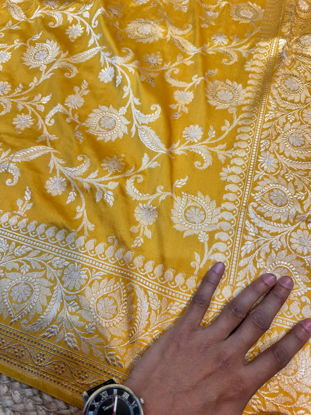 Haldi Yellow 100% Pure Banarasi Katan Silk Handloom Handwoven Pattu Saree