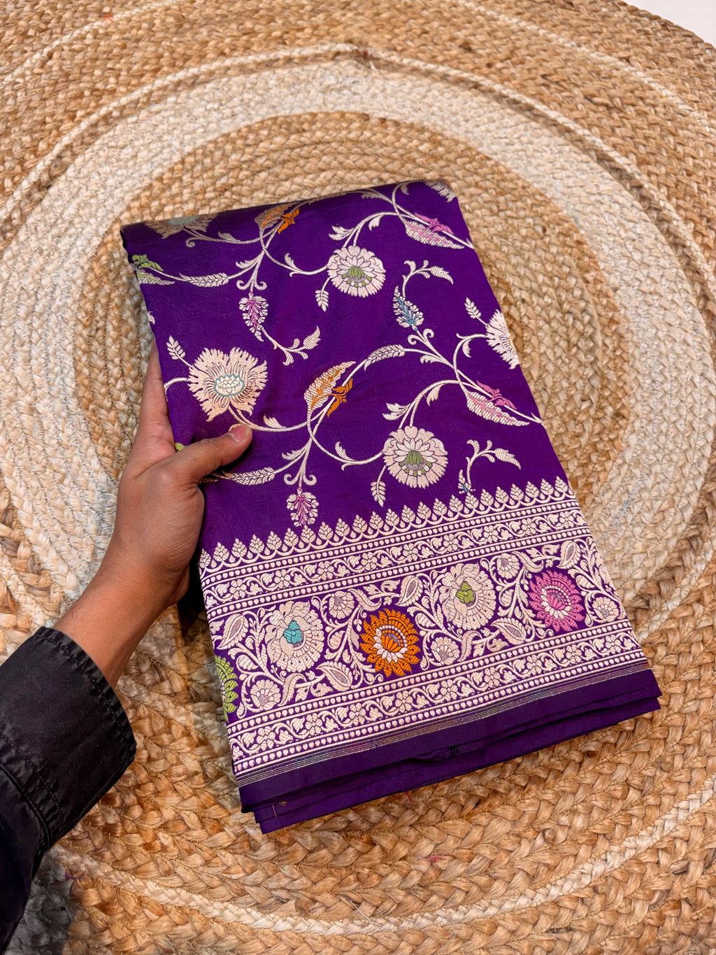 Prebook | Violet Purple 100% Pure Banarasi Katan Silk Meenakari Saree