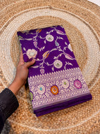 Prebook | Violet Purple 100% Pure Banarasi Katan Silk Meenakari Saree