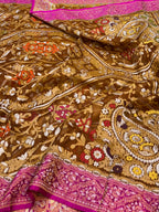 Rust 100% Pure Ektara Banarasi Kora Jamdani Saree