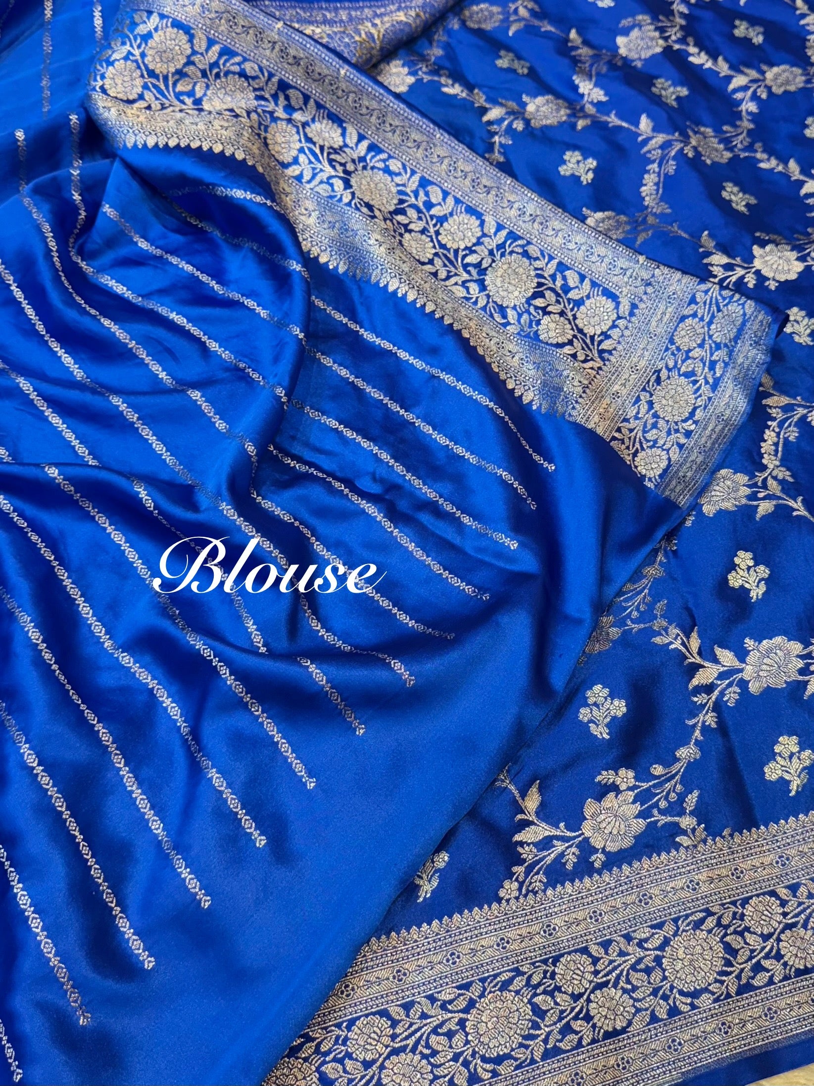 Royal Blue Banarasi Soft Meenakari Mashru Silk Partywear Saree