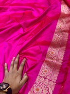 Prebook | Rani Pink 100% Pure Banarasi Katan Silk Meenakari Saree