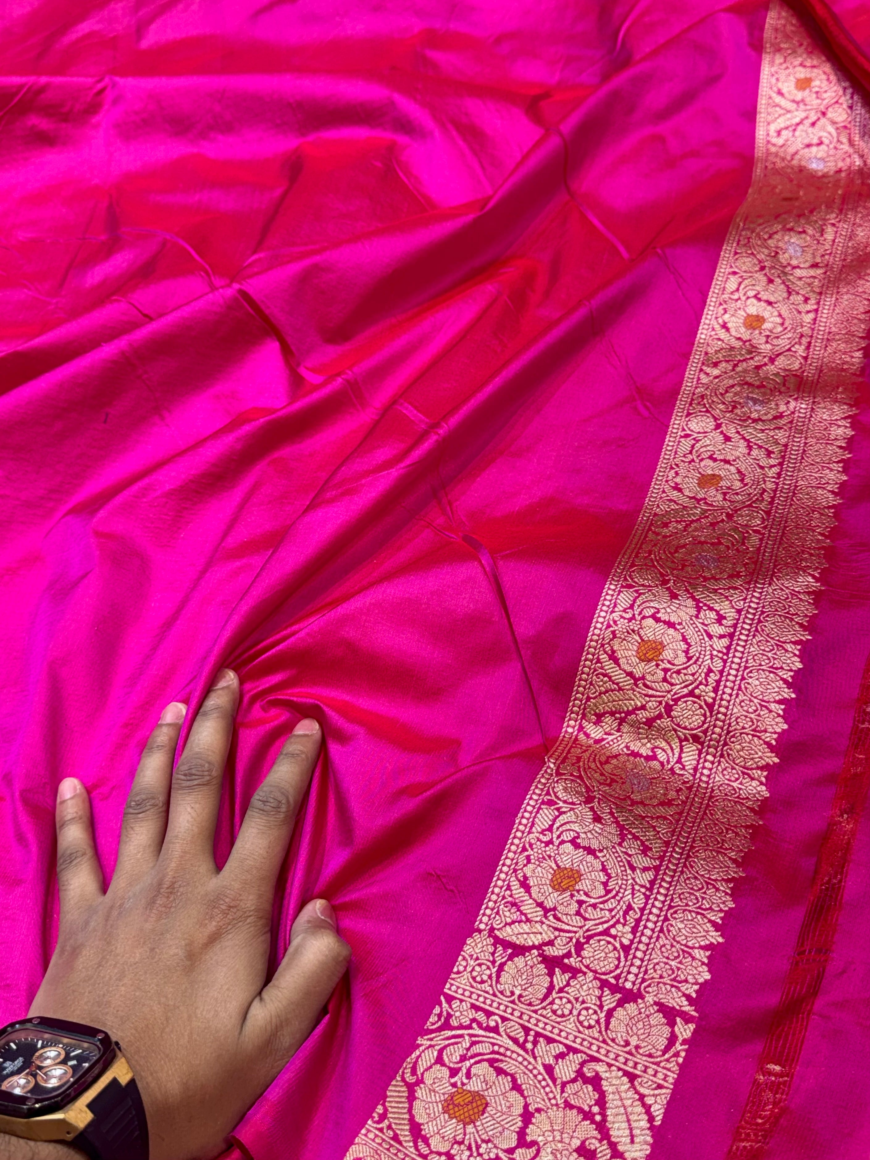Prebook | Rani Pink 100% Pure Banarasi Katan Silk Meenakari Saree