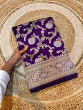 Purple 100% Pure Banarasi Katan Silk Meenakari Saree
