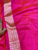Dual Shade Pink 100% Pure Banarasi Katan Silk Saree