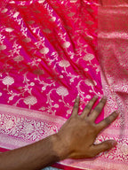 Rani Pink 100% Pure Banarasi Katan Silk Saree