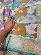 Dual Shade Sea Green 100% Exclusive Pure Banaras Katan Silk Rangkaat Saree