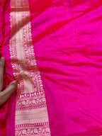 Rani Pink 100% Pure Banarasi Katan Silk Meenakari Sareee