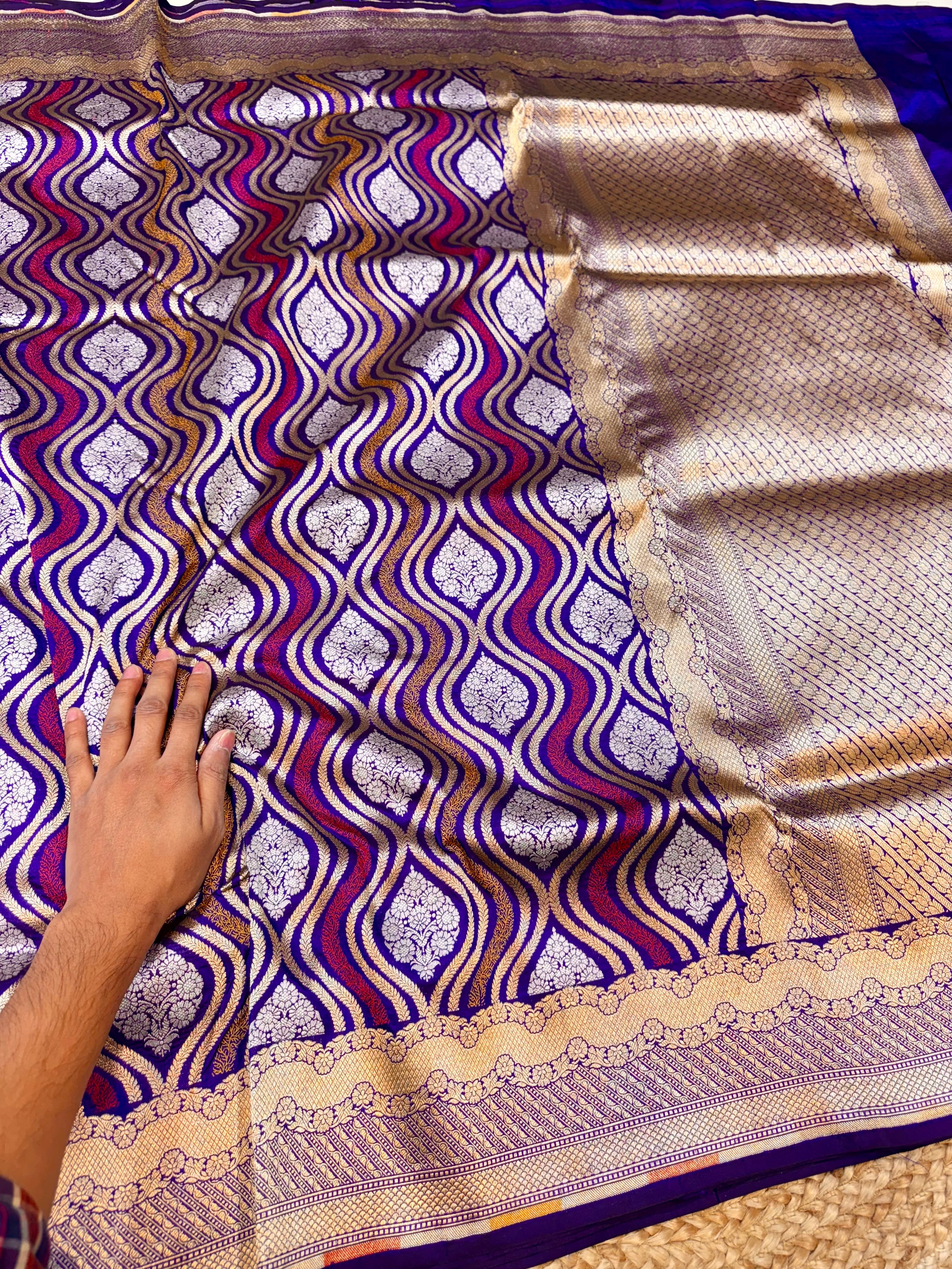 Prebook | Royal Blue 100% Pure Banarasi Katan Silk Meenakari Saree