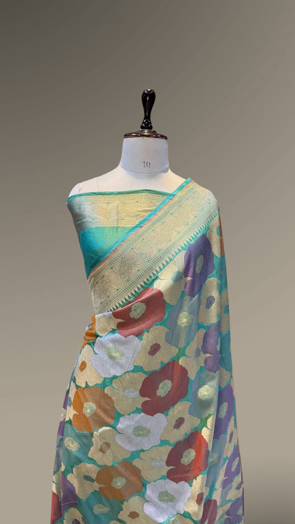 Dual Shade Sea Green 100% Exclusive Pure Banaras Katan Silk Rangkaat Saree