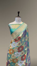 Dual Shade Sea Green 100% Exclusive Pure Banaras Katan Silk Rangkaat Saree