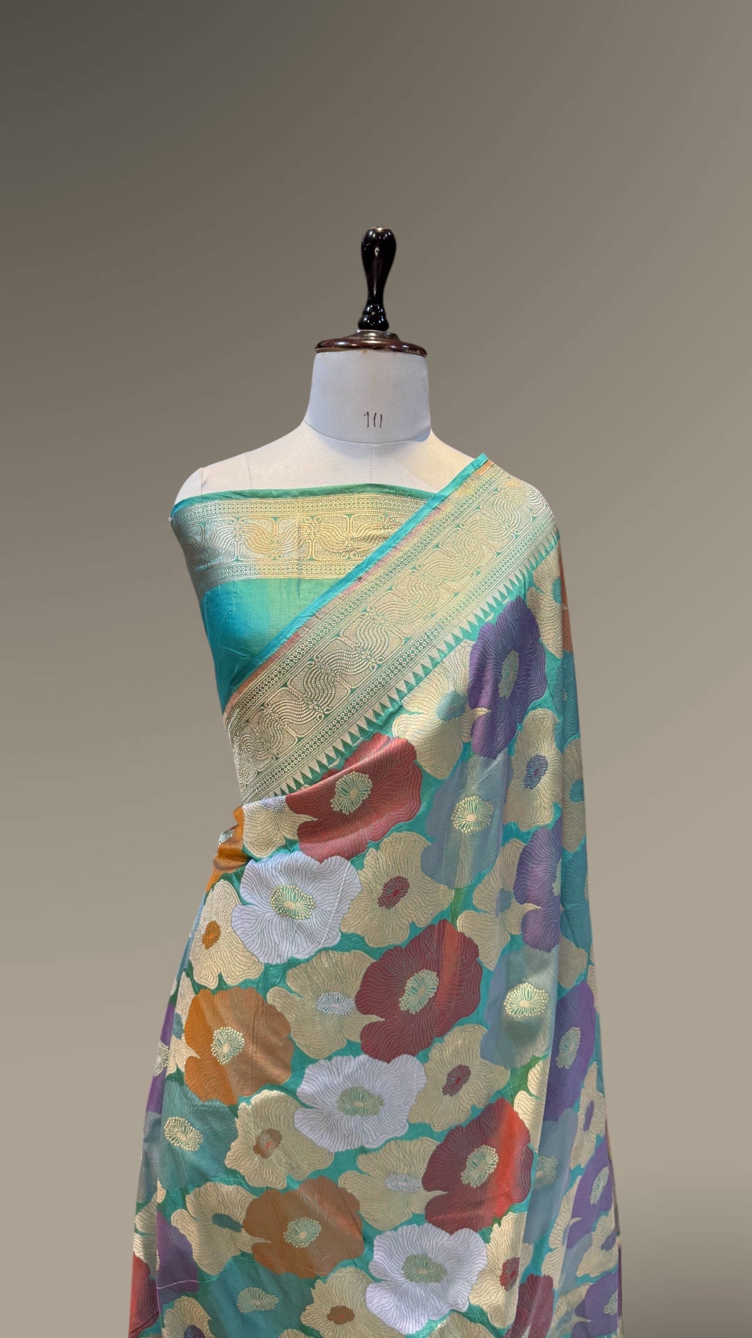 Dual Shade Sea Green 100% Exclusive Pure Banaras Katan Silk Rangkaat Saree