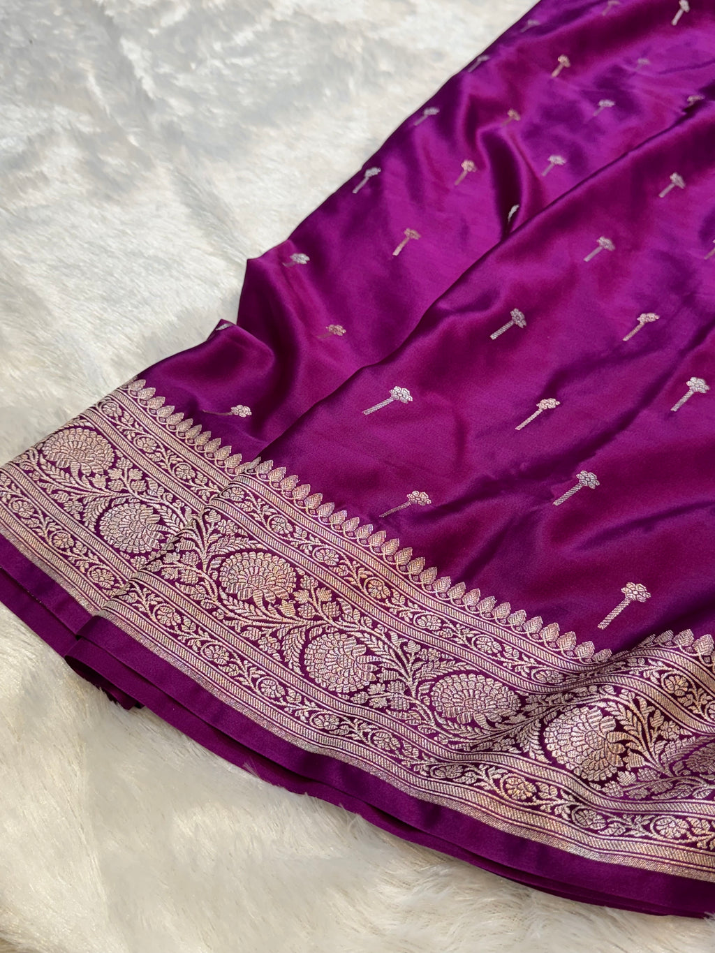 Purple Banarasi Soft Meenakari Mashru Silk Partywear Saree