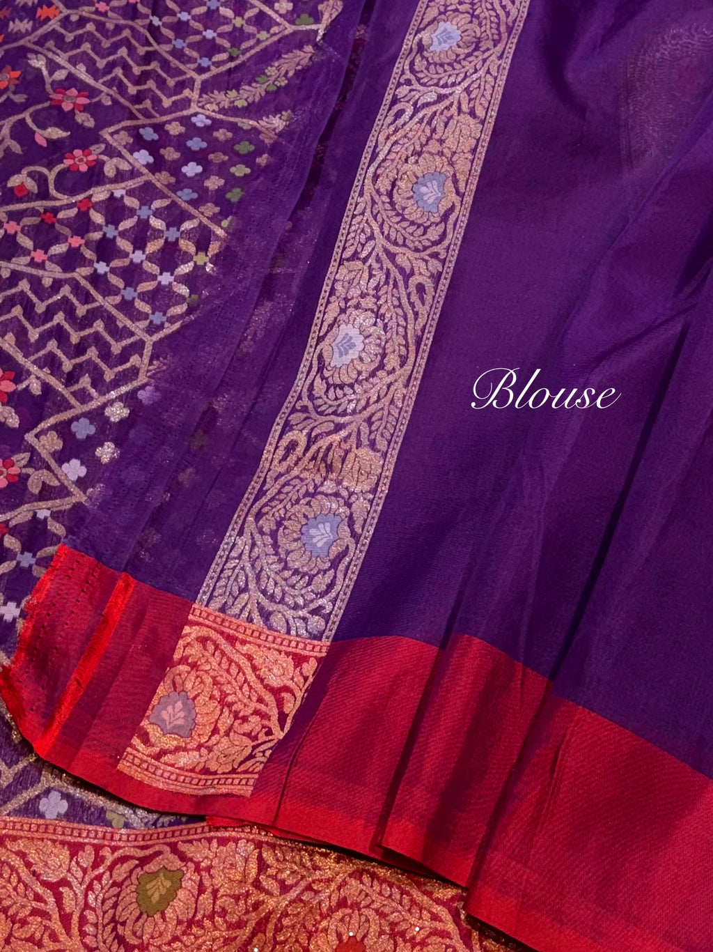 Purple 100% Pure Ektara Banarasi Kora Jamdani Saree