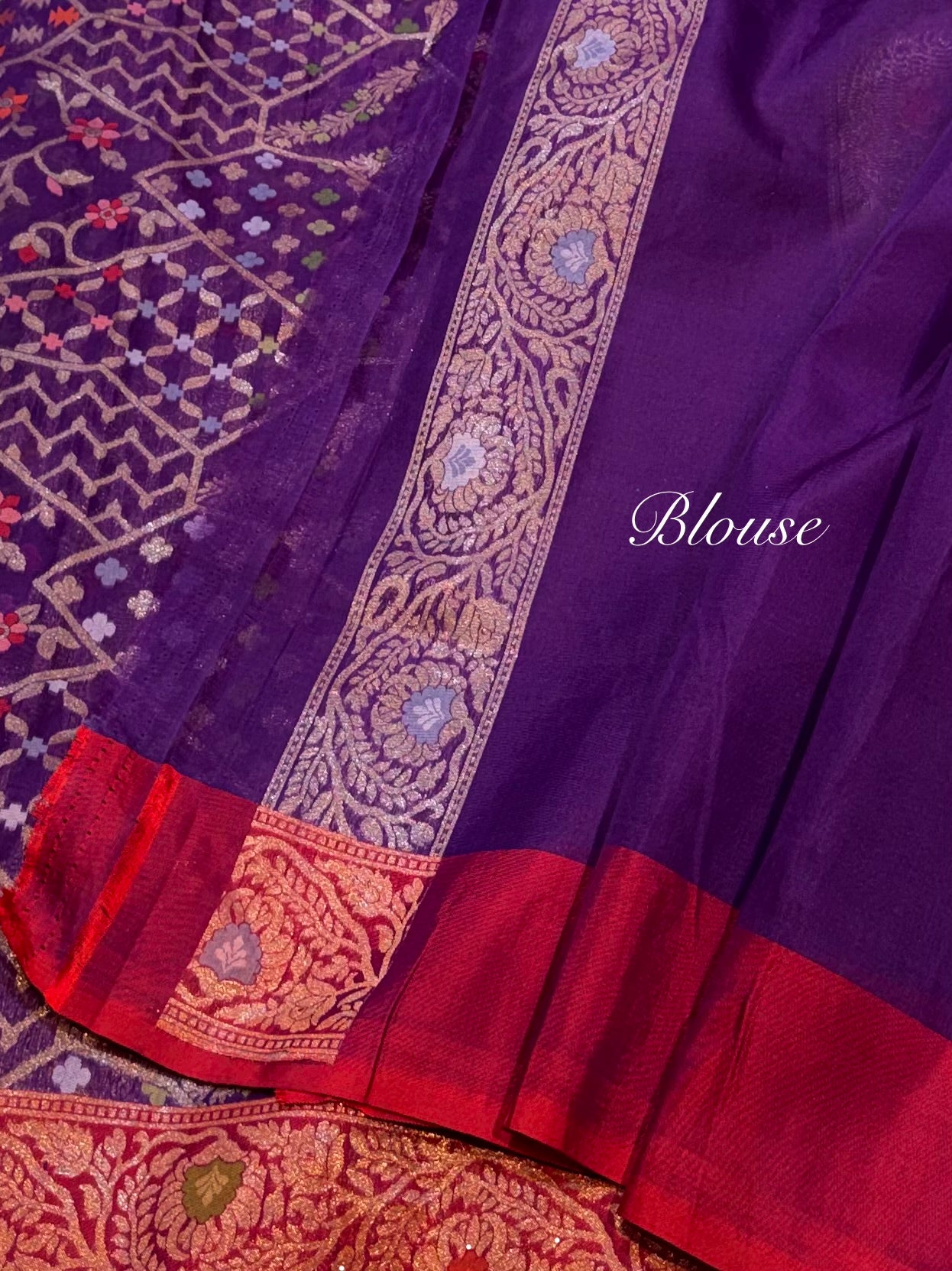 Purple 100% Pure Ektara Banarasi Kora Jamdani Saree
