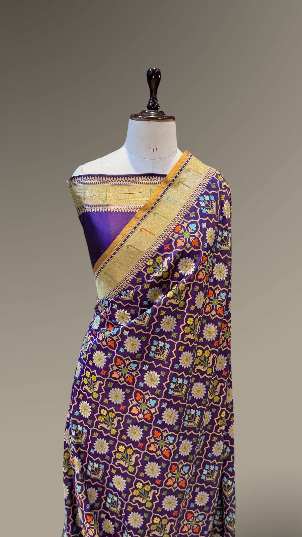 Violet Purple Exclusive Pure Handloom  Banarasi Ektara Katan Silk Jamdani Saree