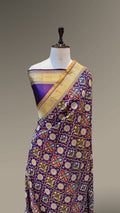Violet Purple Exclusive Pure Handloom  Banarasi Ektara Katan Silk Jamdani Saree