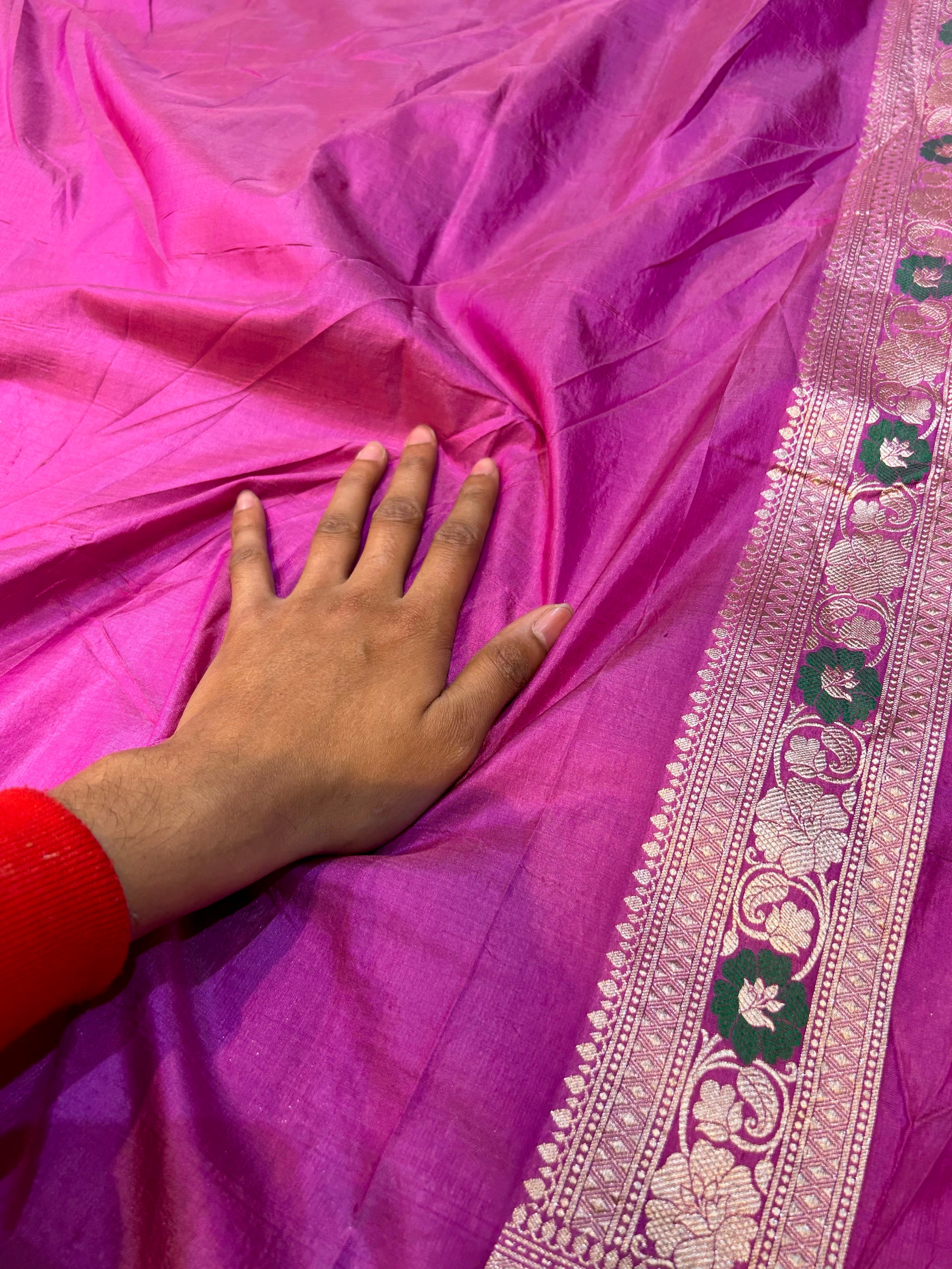 Dusty Pink 100% Pure Banarasi Katan Silk Meenakari Saree