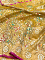 Light Pista Green Pure Ektara Banarasi Kora Jamdani Saree