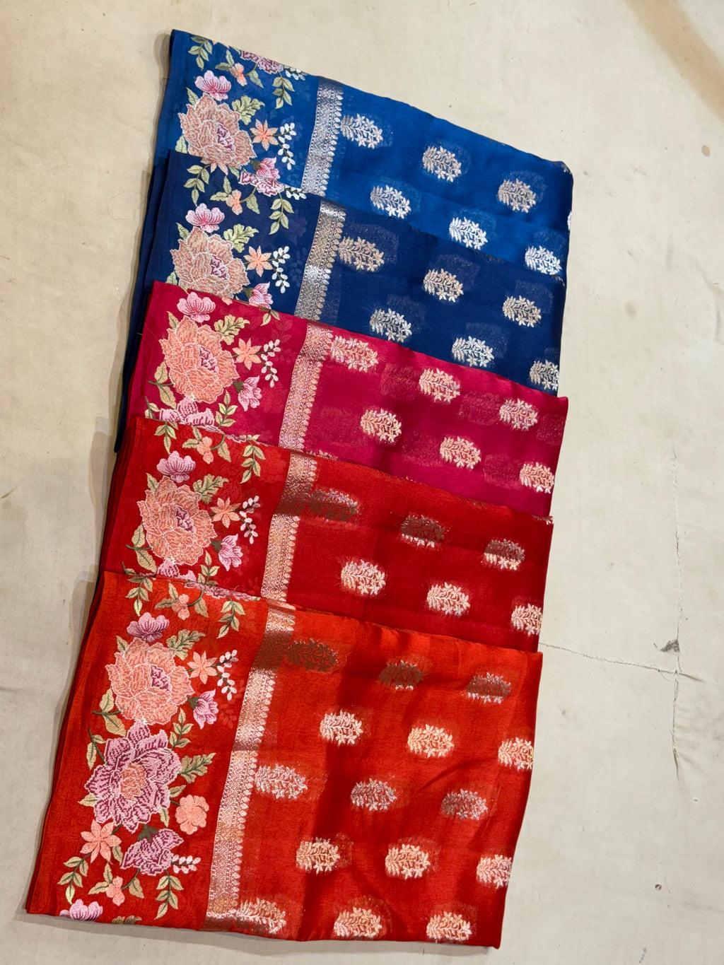 Red 100% Pure Banarasi Poona Silk Raw Mango Saree