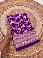 Purple 100% Pure Banarasi Katan Silk Saree