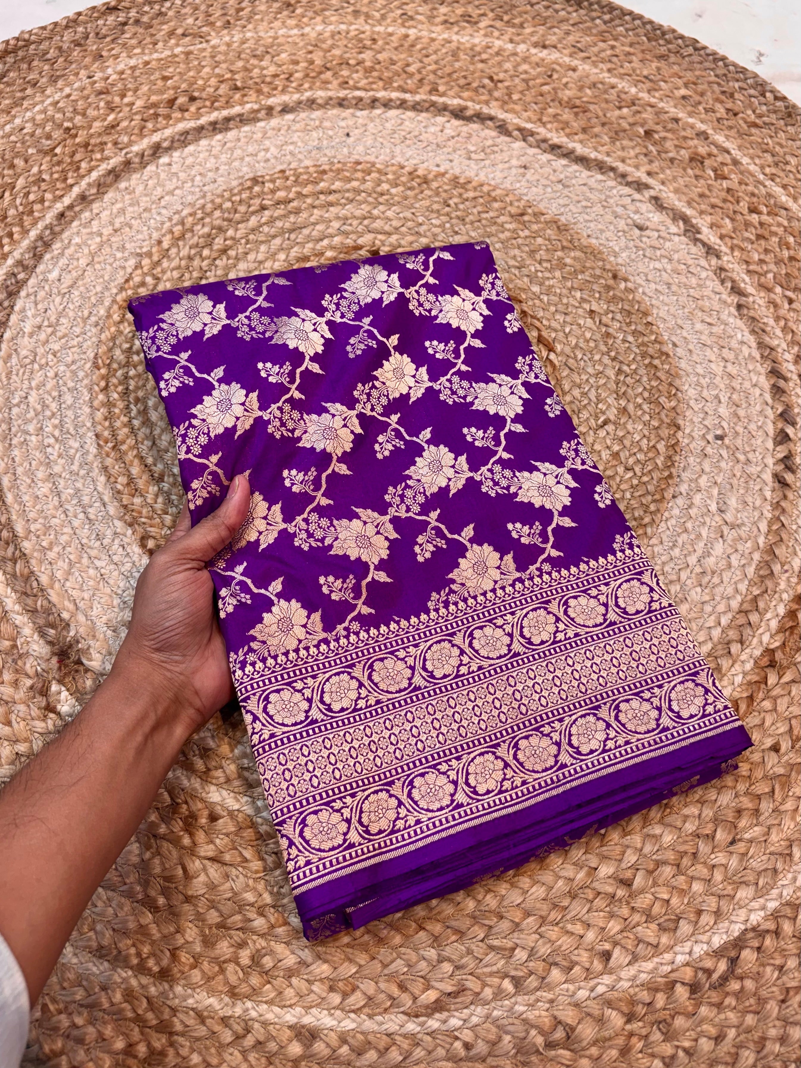 Purple 100% Pure Banarasi Katan Silk Saree