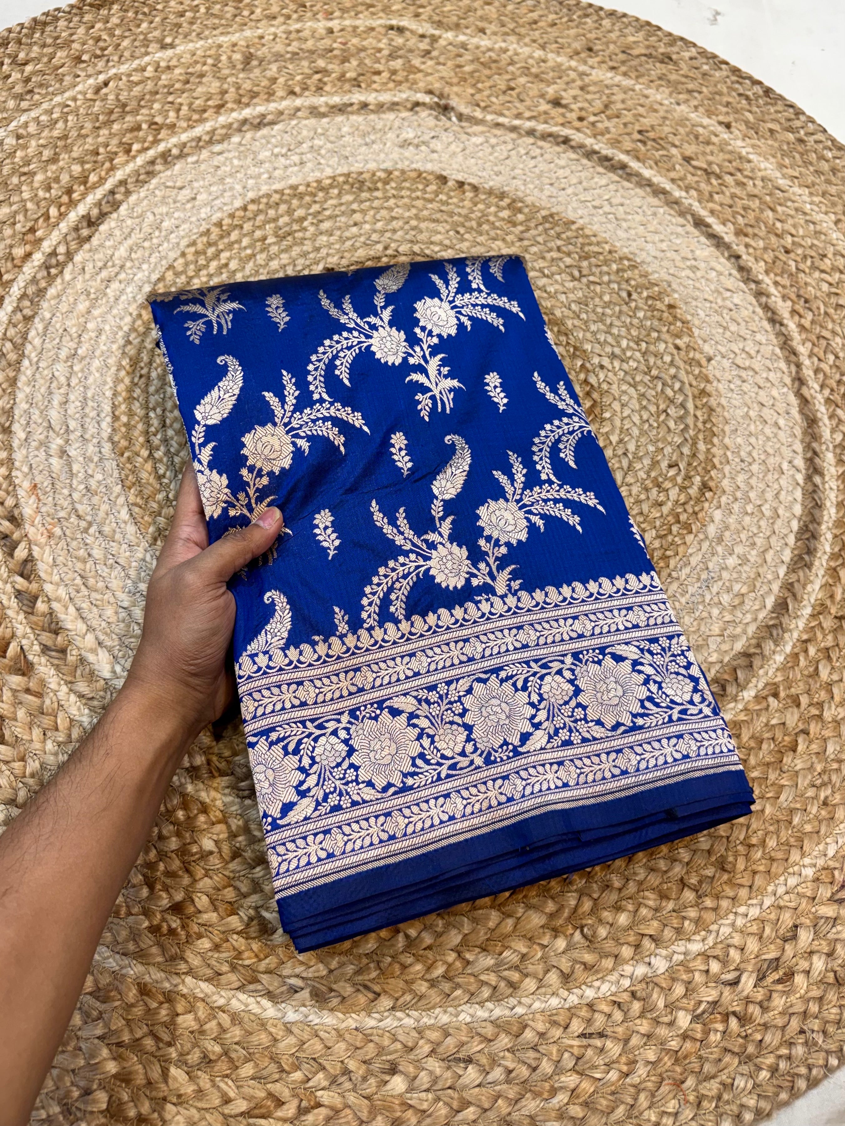 Royal Blue 100% Pure Banarasi Katan Silk Saree