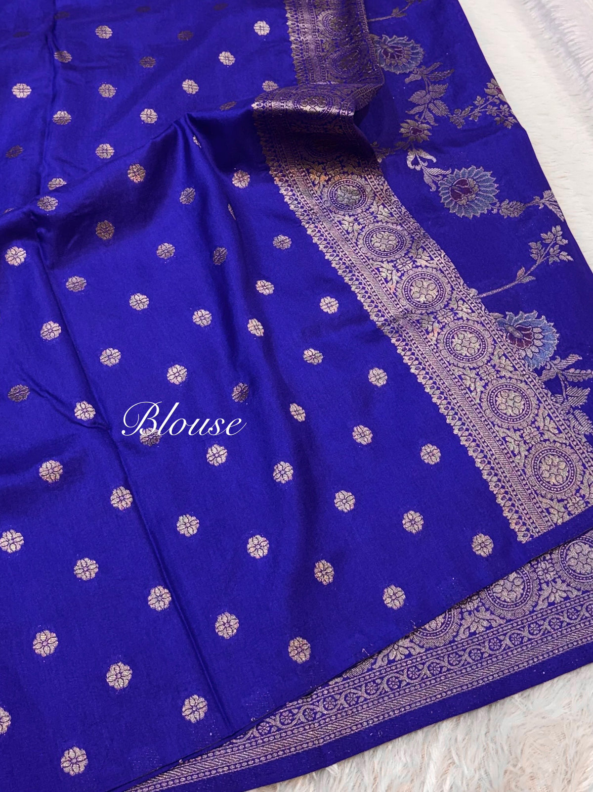 Royal Blue  Banarasi SemiKatan Silk Partywear Saree