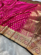 Rani Pink Banarasi Mashru Satin Silk Partywear Saree