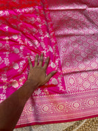 Rani Pink 100% Pure Banarasi Katan Silk Saree