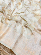 Ivory Pure Banarasi Katan Silk Saree