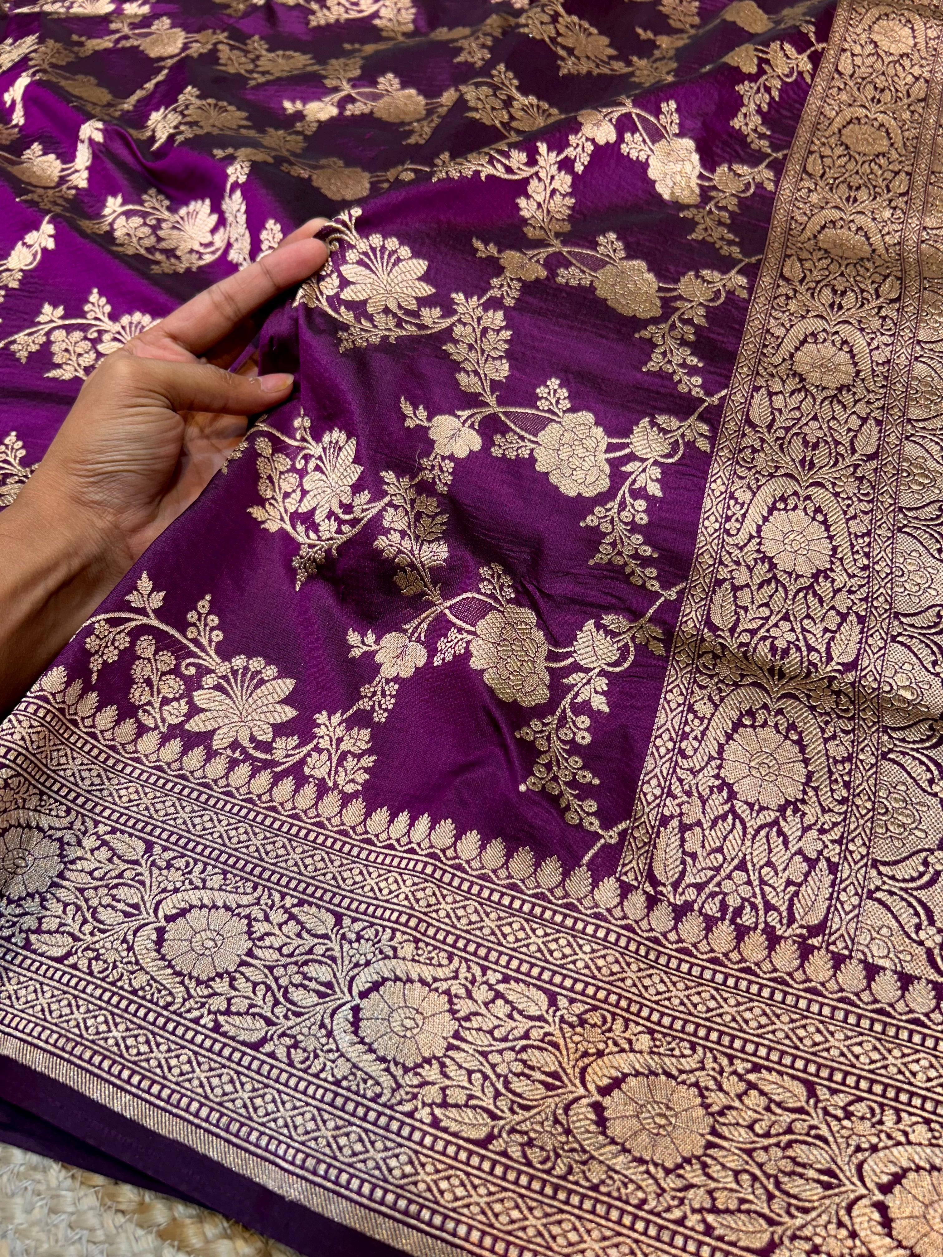 Wine Purple 100% Pure Banarasi Katan Silk Saree