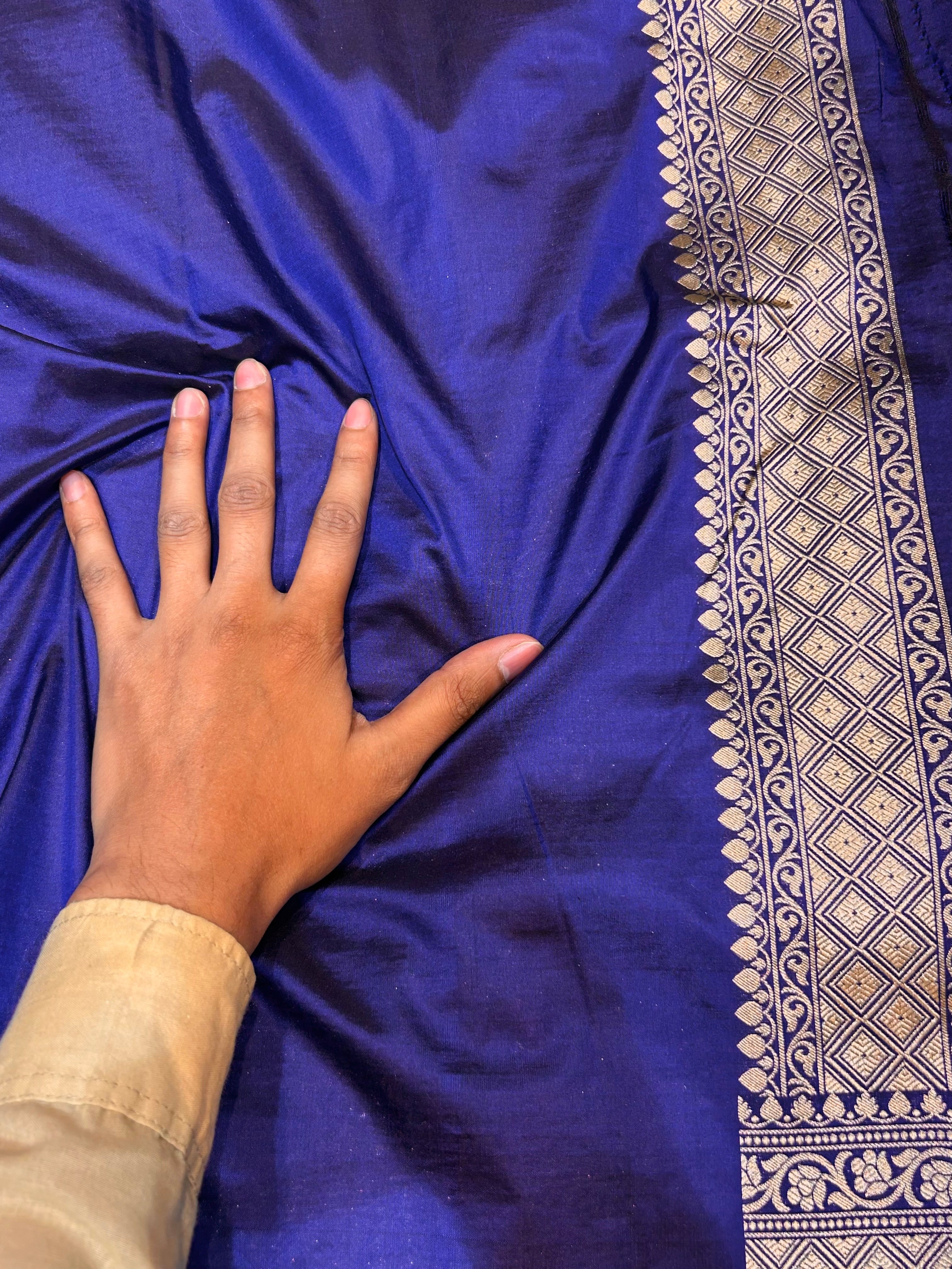 Royal Blue 100% Pure Banarasi Katan Silk Saree