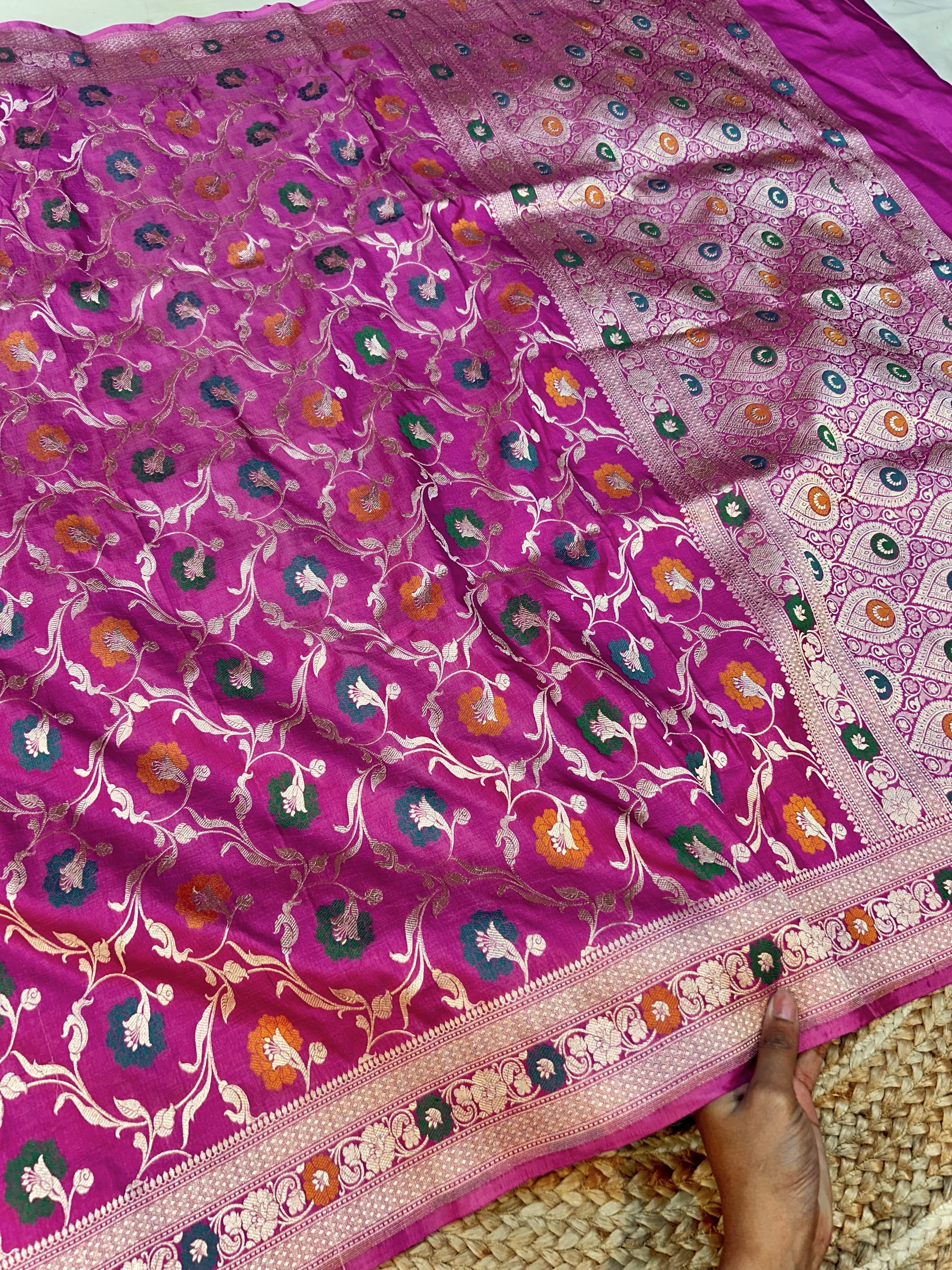 Dusty Pink 100% Pure Banarasi Katan Silk Meenakari Saree