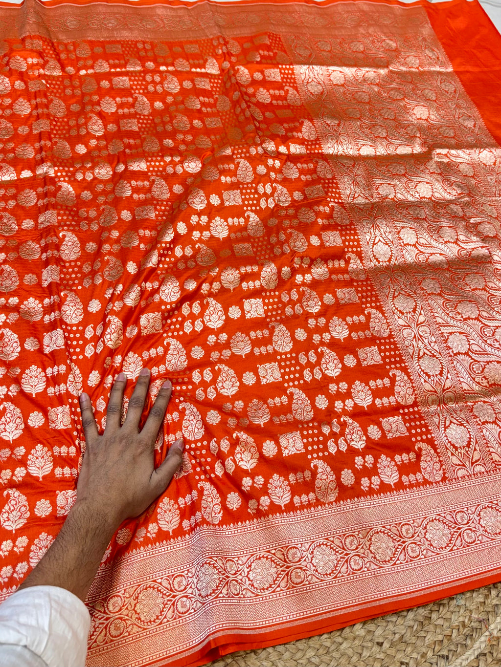 Fanta Orange 100% Pure Banarasi Katan Silk Saree