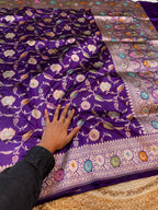 Prebook | Violet Purple 100% Pure Banarasi Katan Silk Meenakari Saree