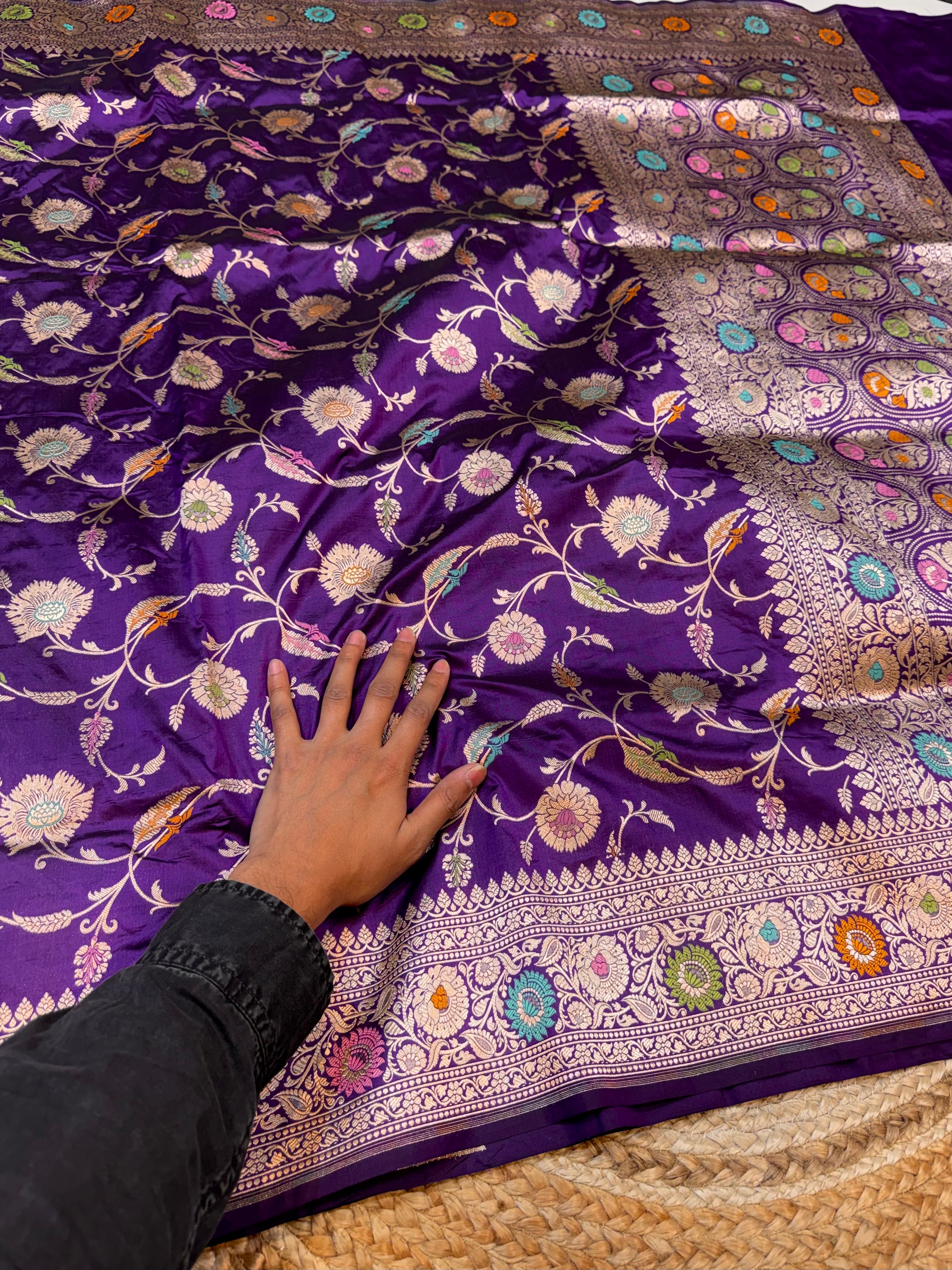 Prebook | Violet Purple 100% Pure Banarasi Katan Silk Meenakari Saree