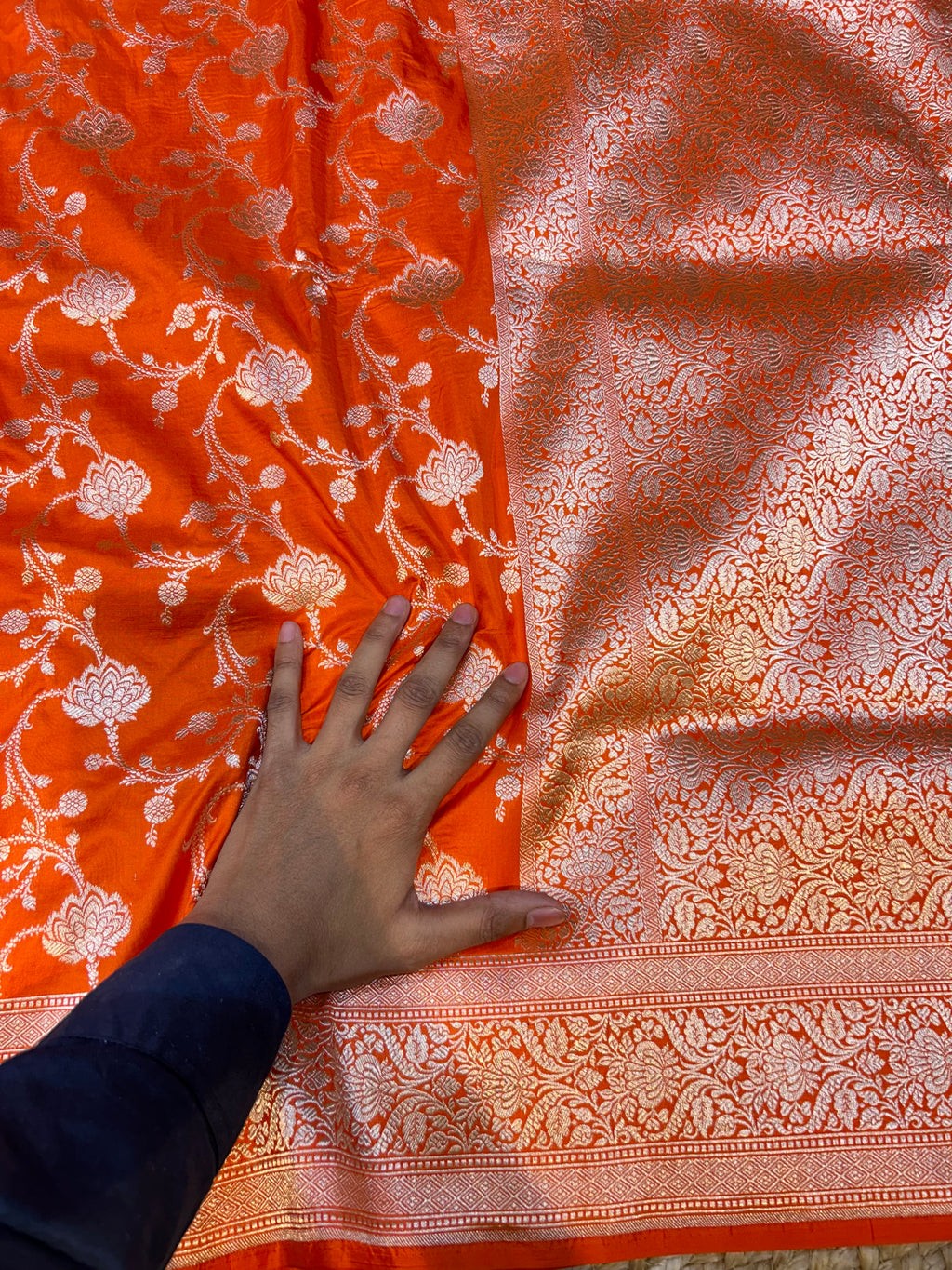 Fanta Orange 100% Pure Banarasi Katan Silk Saree
