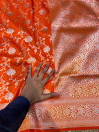 Fanta Orange 100% Pure Banarasi Katan Silk Saree